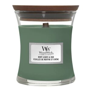WOOD WICK - Malá vonná svíčka Mint Leaves & Oak
